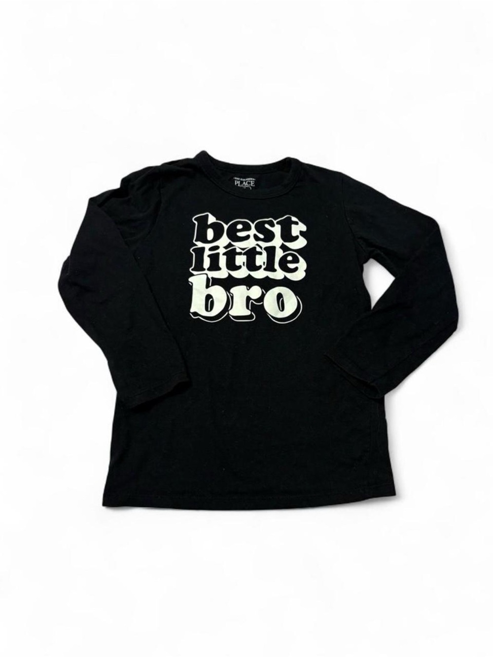 The Children's Place black long sleeve shirt with "best little bro" graphic